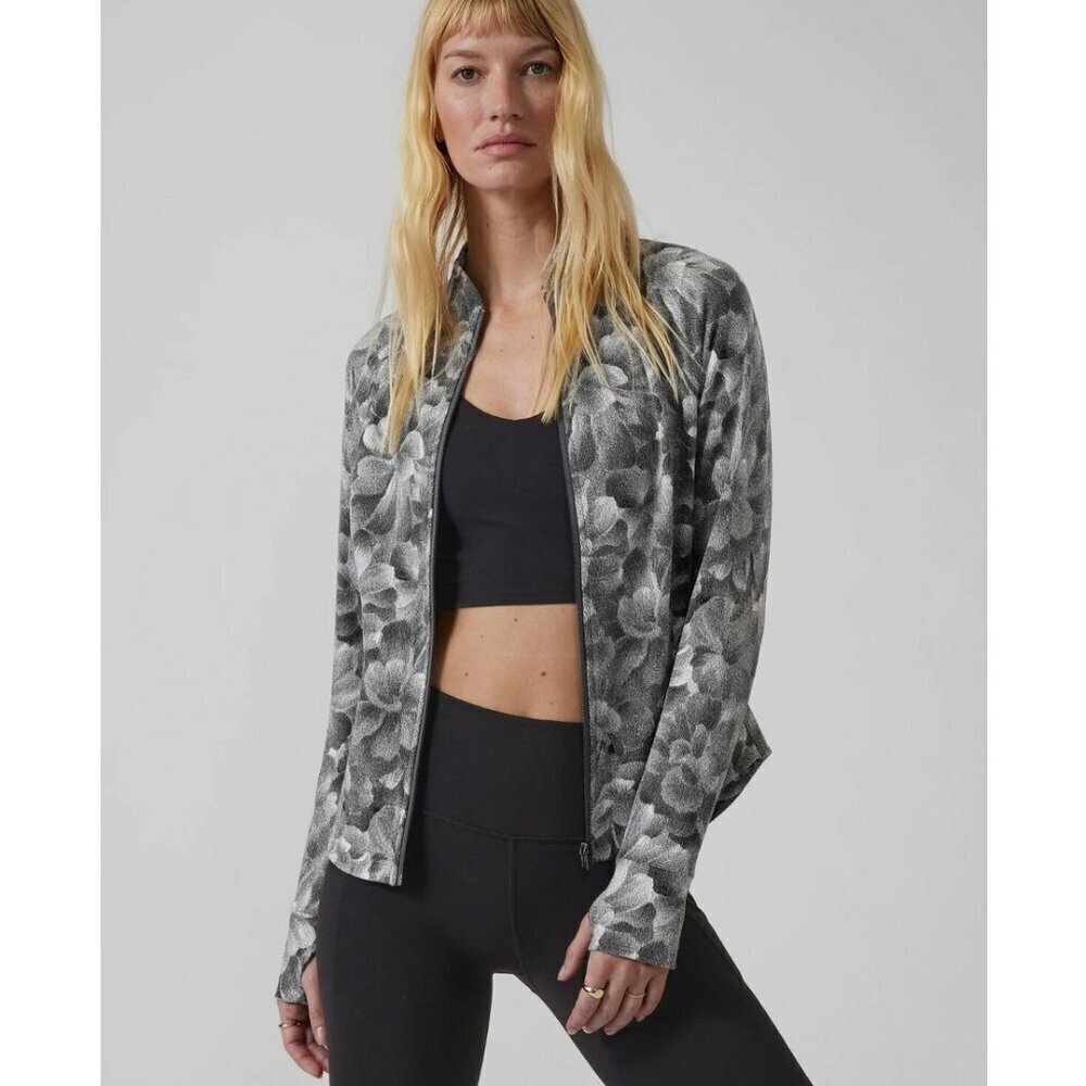Athleta Salutation Floral Textured Jacket - S Chakra Floral Black/ Seasalt